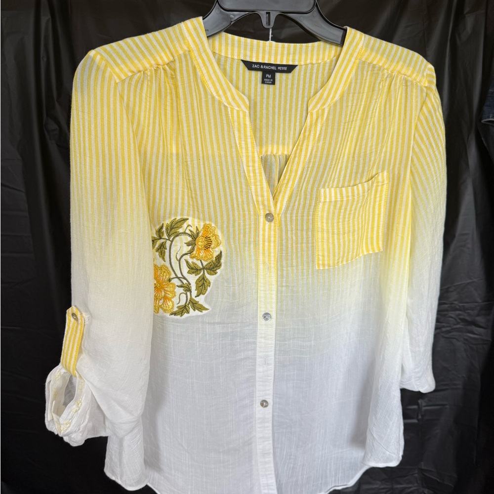 INC International Concepts Yellow Button Down Shirt with Mandarin Collar